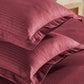 Classic Stripe Solid King Bedsheet Set, Ruby Maroon|210 TC Cotton| 2 Pillow Covers