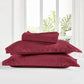 Classic Stripe Solid King Bedsheet Set, Ruby Maroon|210 TC Cotton| 2 Pillow Covers