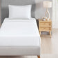 Classic Stripe Solid Dyed Single Bedsheet Set, White|210 TC Cotton|1 Pillow Cover