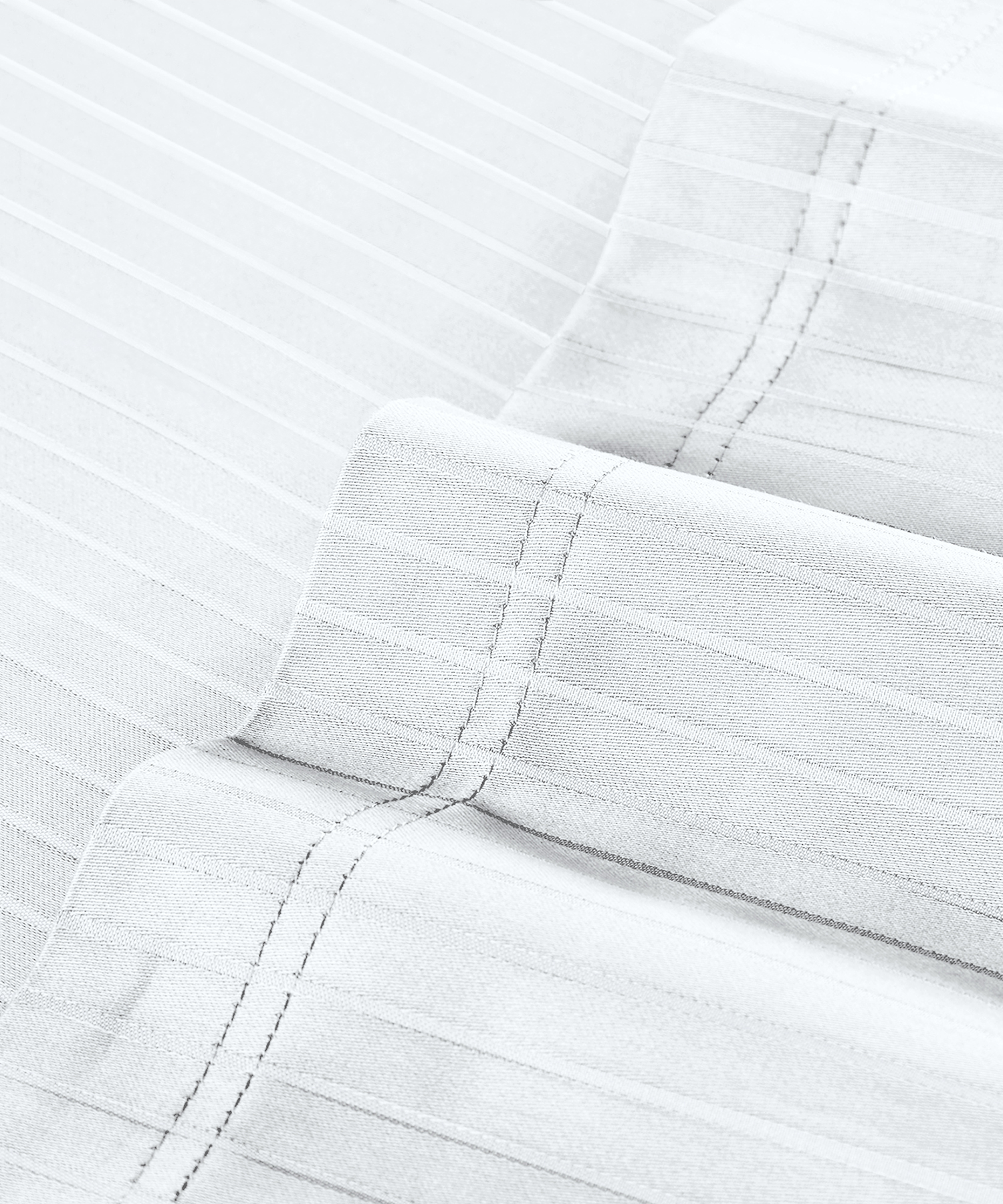 Classic Stripe Solid Dyed Single Bedsheet Set, White|210 TC Cotton|1 Pillow Cover