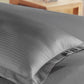Classic Stripe Solid Dyed Single Bedsheet Set, Frost Grey|210 TC Cotton|1 Pillow Cover