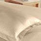 Classic Stripe Solid Single Bedsheet Set, Irish Cream|210 TC| 1 Pillow Covers