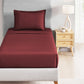 Classic Stripe Solid Dyed Single Bedsheet Set, Ruby Maroon|210 TC Cotton|1 Pillow Cover