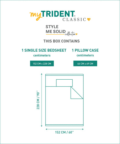 Classic Stripe Solid Dyed Single Bedsheet Set, Ruby Maroon|210 TC Cotton|1 Pillow Cover