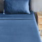 Classic Stripe Solid Single Bedsheet Set, Air Force|210 TC| 1 Pillow Covers