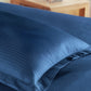 Classic Stripe Solid Single Bedsheet Set, Air Force|210 TC| 1 Pillow Covers
