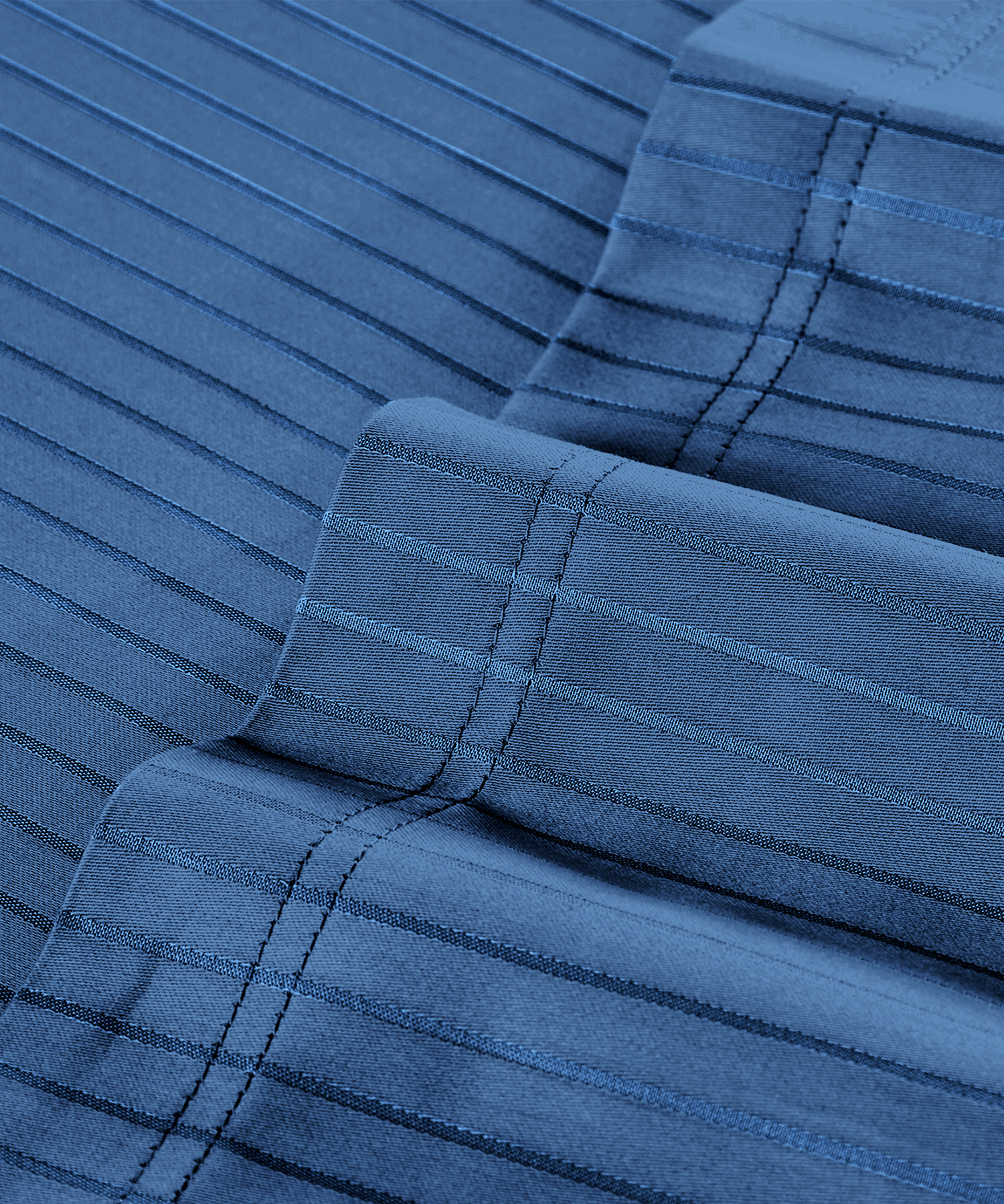 Classic Stripe Solid Single Bedsheet Set, Air Force|210 TC| 1 Pillow Covers