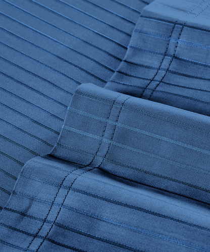 Classic Stripe Solid Single Bedsheet Set, Air Force|210 TC| 1 Pillow Covers
