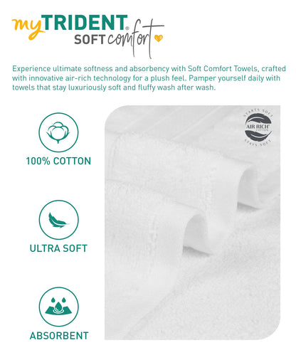 Soft Comfort White Air Rich Technology Bath Towel, 100% Cotton, 509 GSM, White