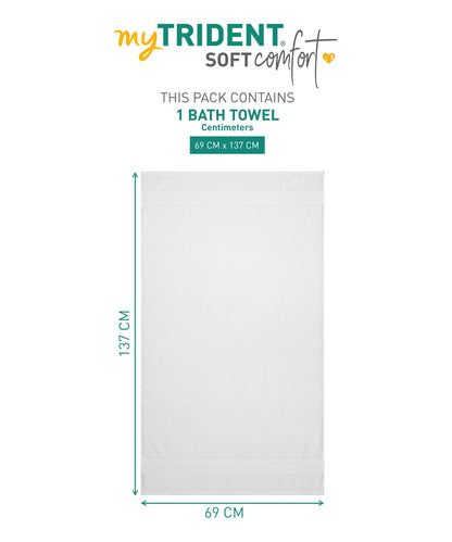 Soft Comfort White Air Rich Technology Bath Towel, 100% Cotton, 509 GSM, White