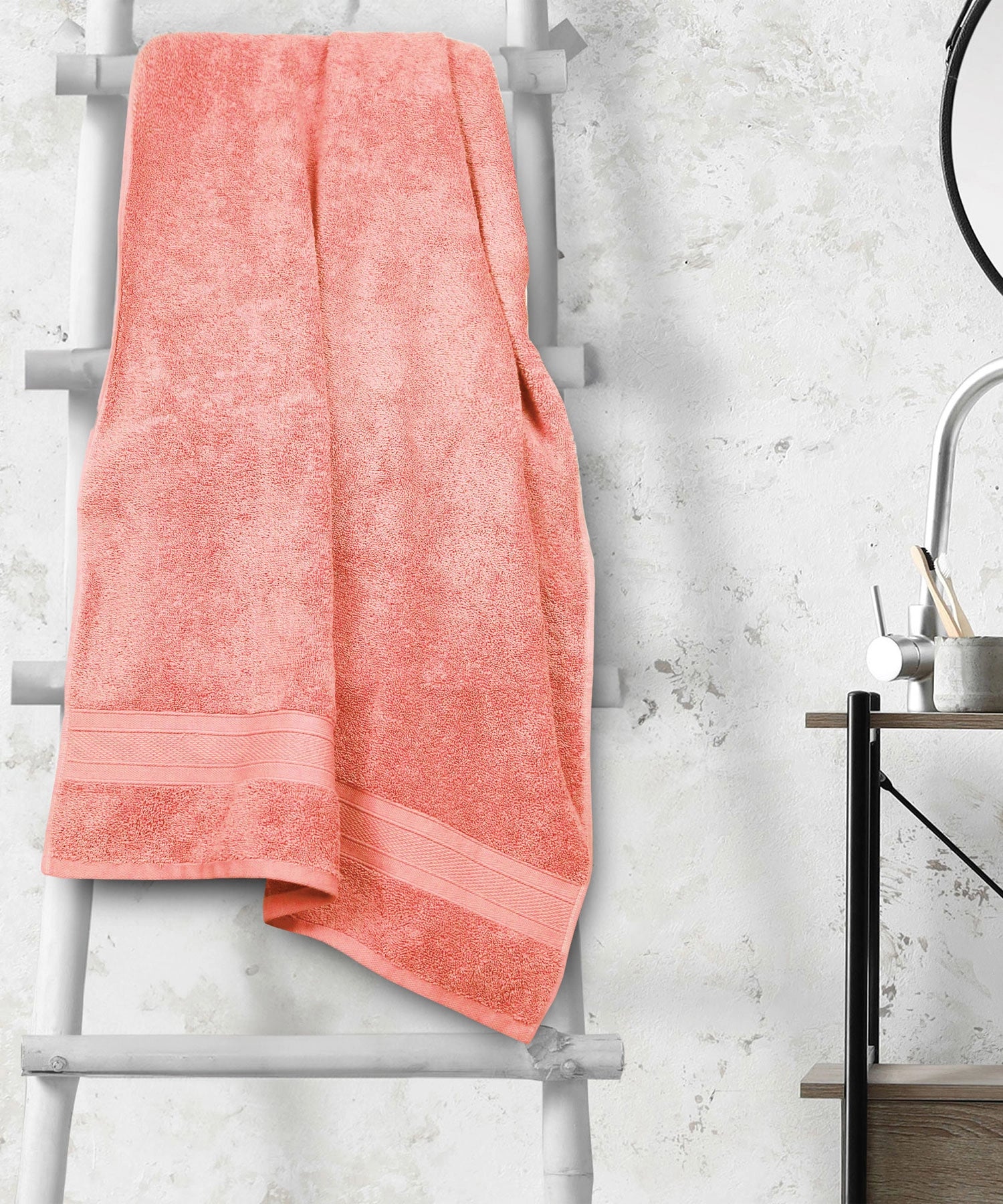 Soft Comfort Coral Air Rich Technology Bath Towel, 100% Cotton, 509 GSM, Coral