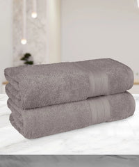 Soft Comfort 2Pc Bath Towel Set, Charcoal|509 GSM Cotton|Air Rich Technology