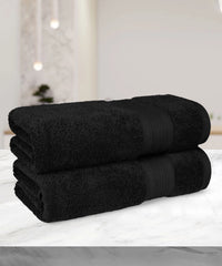 Soft Comfort 2Pc Bath Towel Set, Black|509 GSM Cotton|Air Rich Technology