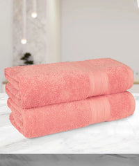 Soft Comfort 2Pc Bath Towel Set, Coral Haze|509 GSM Cotton|Air Rich Technology