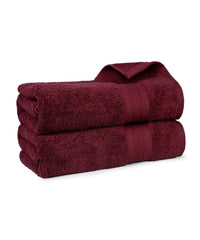 Soft Comfort 2Pc Bath Towel Set, Red Wine|509 GSM Cotton|Air Rich Technology