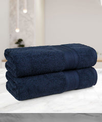 Soft Comfort 2Pc Bath Towel Set, Navy Blue|509 GSM Cotton|Air Rich Technology