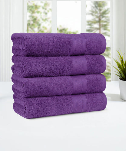 Soft Comfort Plum Air Rich Technology 4Pc Bath Towel, 100% Cotton, 509 GSM, Purple