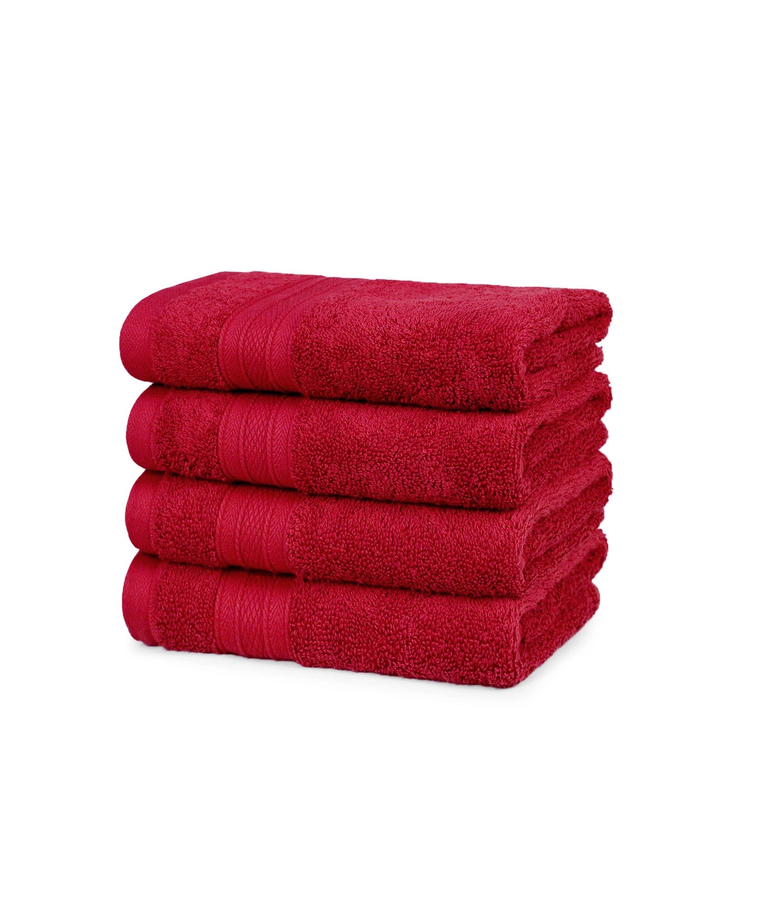 Soft Comfort 4Pc Hand Towel Set, Crimson Red|509 GSM Cotton|Air Rich Technology