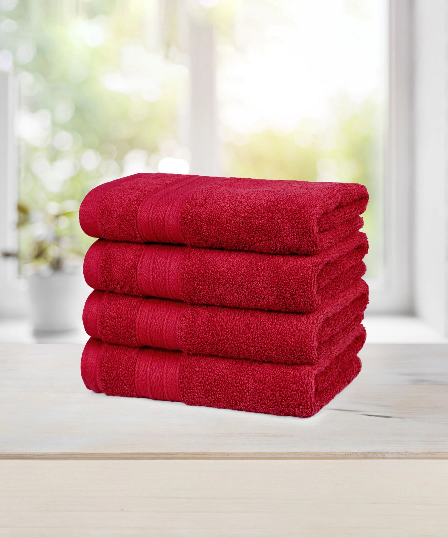 Soft Comfort 4Pc Hand Towel Set, Crimson Red|509 GSM Cotton|Air Rich Technology