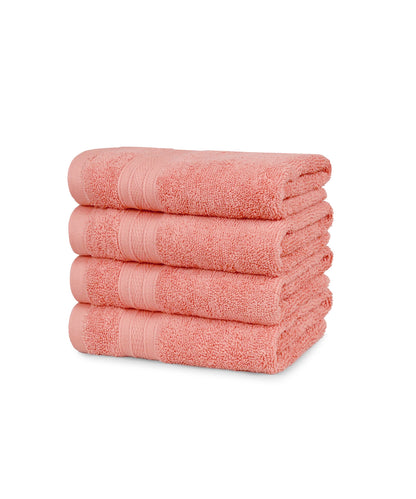 Soft Comfort Coral Air Rich Technology 4Pc Hand Towel, 100% Cotton, 509 GSM, Coral