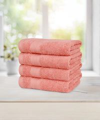 Soft Comfort 4Pc Hand Towel Set, Coral Haze|509 GSM Cotton|Air Rich Technology