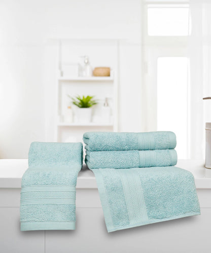 Soft Comfort Nile Blue Air Rich Technology 4Pc Hand Towel, 100% Cotton, 509 GSM, Blue