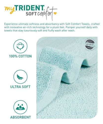 Soft Comfort Nile Blue Air Rich Technology 4Pc Hand Towel, 100% Cotton, 509 GSM, Blue
