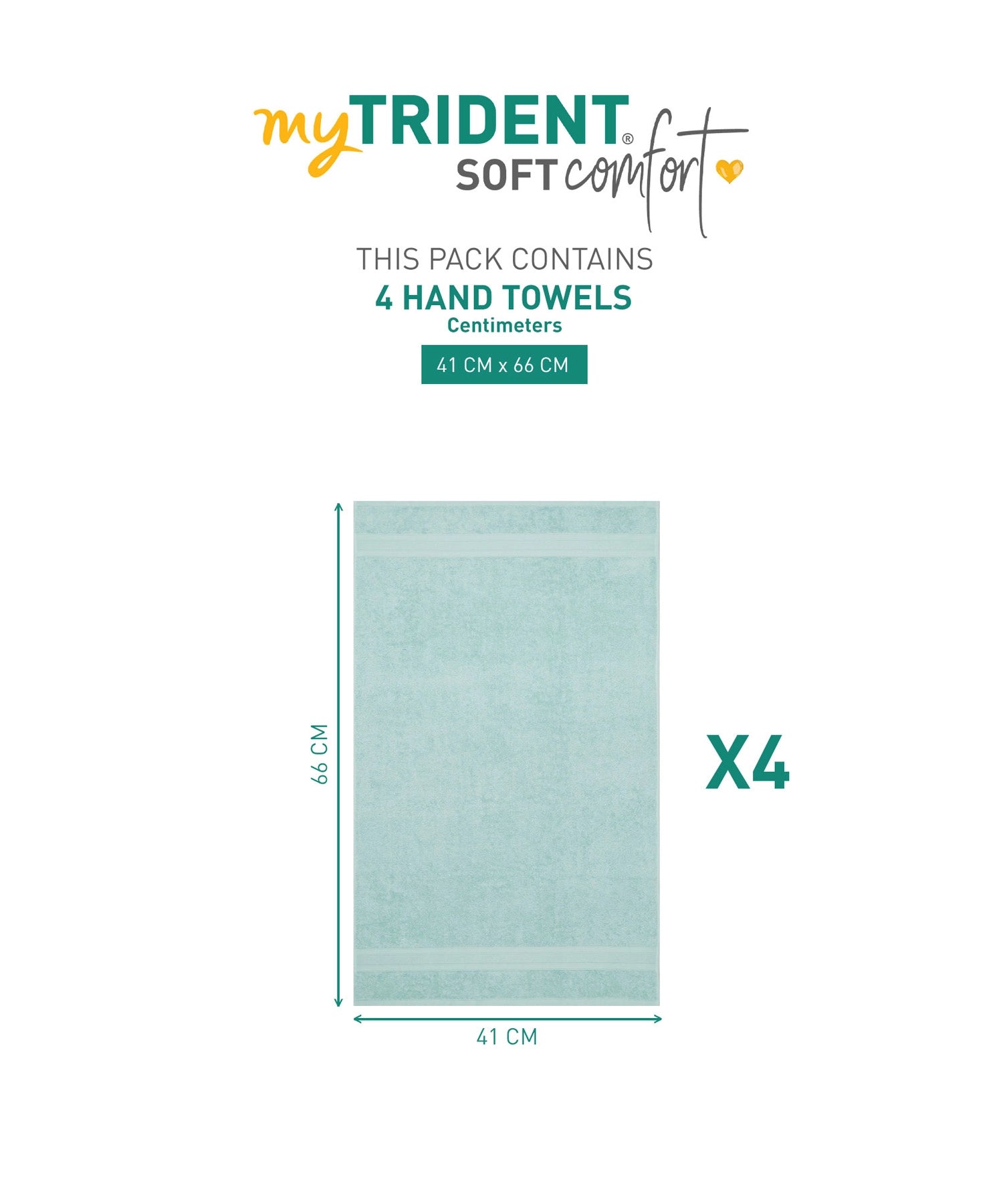 Soft Comfort Nile Blue Air Rich Technology 4Pc Hand Towel, 100% Cotton, 509 GSM, Blue