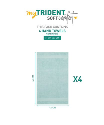Soft Comfort Nile Blue Air Rich Technology 4Pc Hand Towel, 100% Cotton, 509 GSM, Blue