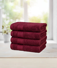 Soft Comfort 4Pc Hand Towel Set, Red Wine|509 GSM Cotton|Air Rich Technology