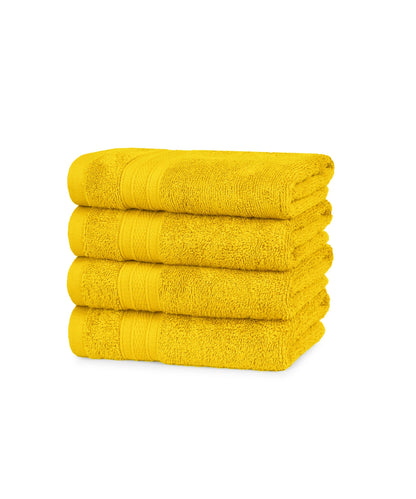Soft Comfort Mustard Yellow Air Rich Technology 4Pc Hand Towel, 100% Cotton, 509 GSM, Yellow