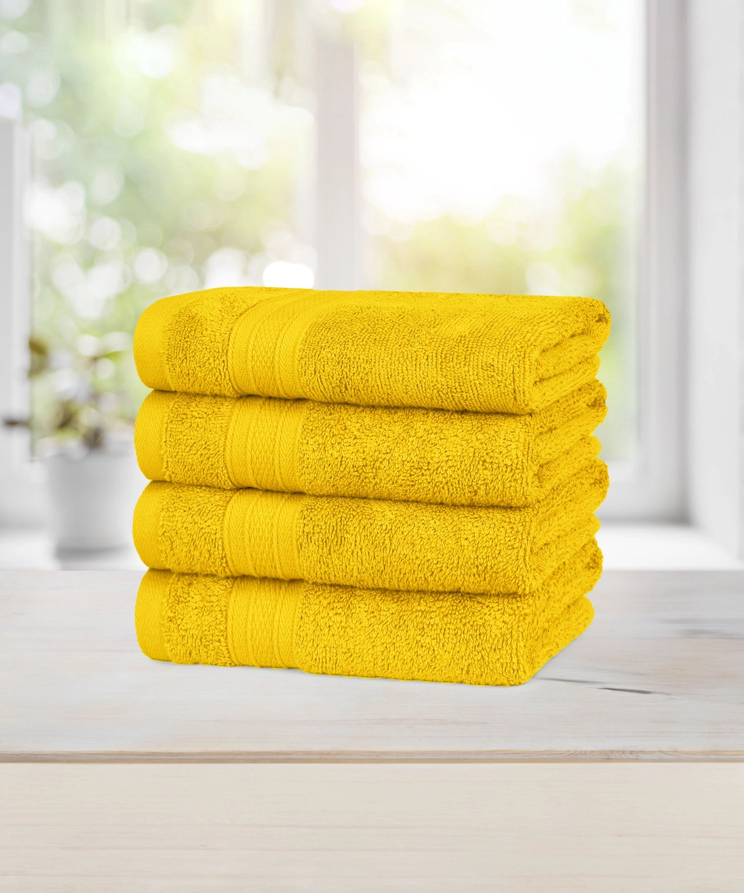 Soft Comfort Mustard Yellow Air Rich Technology 4Pc Hand Towel, 100% Cotton, 509 GSM, Yellow