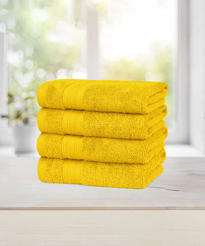 Soft Comfort Mustard Yellow Air Rich Technology 4Pc Hand Towel, 100% Cotton, 509 GSM, Yellow
