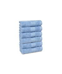 Soft Comfort 6Pc Face Towel Set, Allure, Blue|509 GSM Cotton|Air Rich Technology