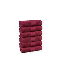 Soft Comfort 6Pc Face Towel Set, Red Wine|509 GSM Cotton|Air Rich Technology