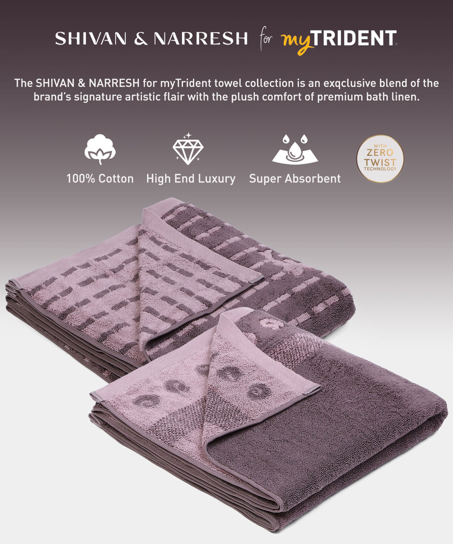 Shivan & Narresh for myTrident 2Pc Bath Towel,Super Soft,Extra Bounce,Hututi