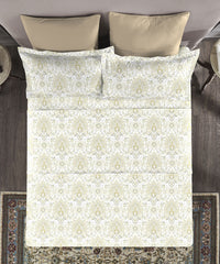 Nectarsoft King Bedsheet Set, Agatha Beige|400 TC Cotton| 4 Pillow Cover