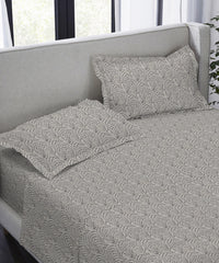 Indulgence King Bedsheet Set, Notch Charcoal|300 TC Cotton|4 Pillow Covers