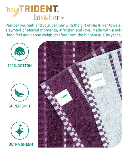 His & Her 2 PC Towel Set, 100% Cotton, 500 GSM, Durable, Super Soft, Adam & Eve