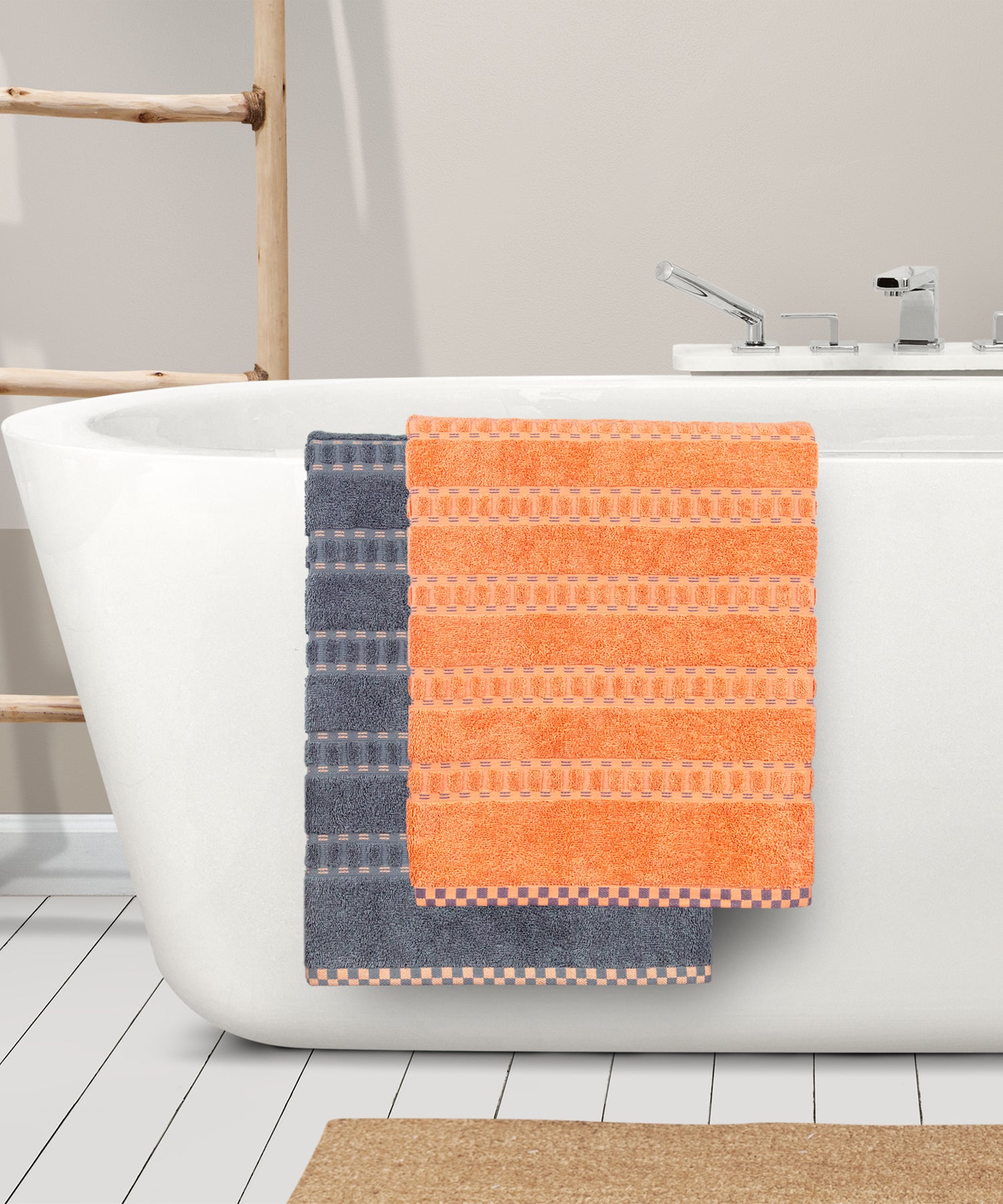 His & Her 2 PC Towel Set, 100% Cotton, 500 GSM, Durable, Super Soft, Lock & Key