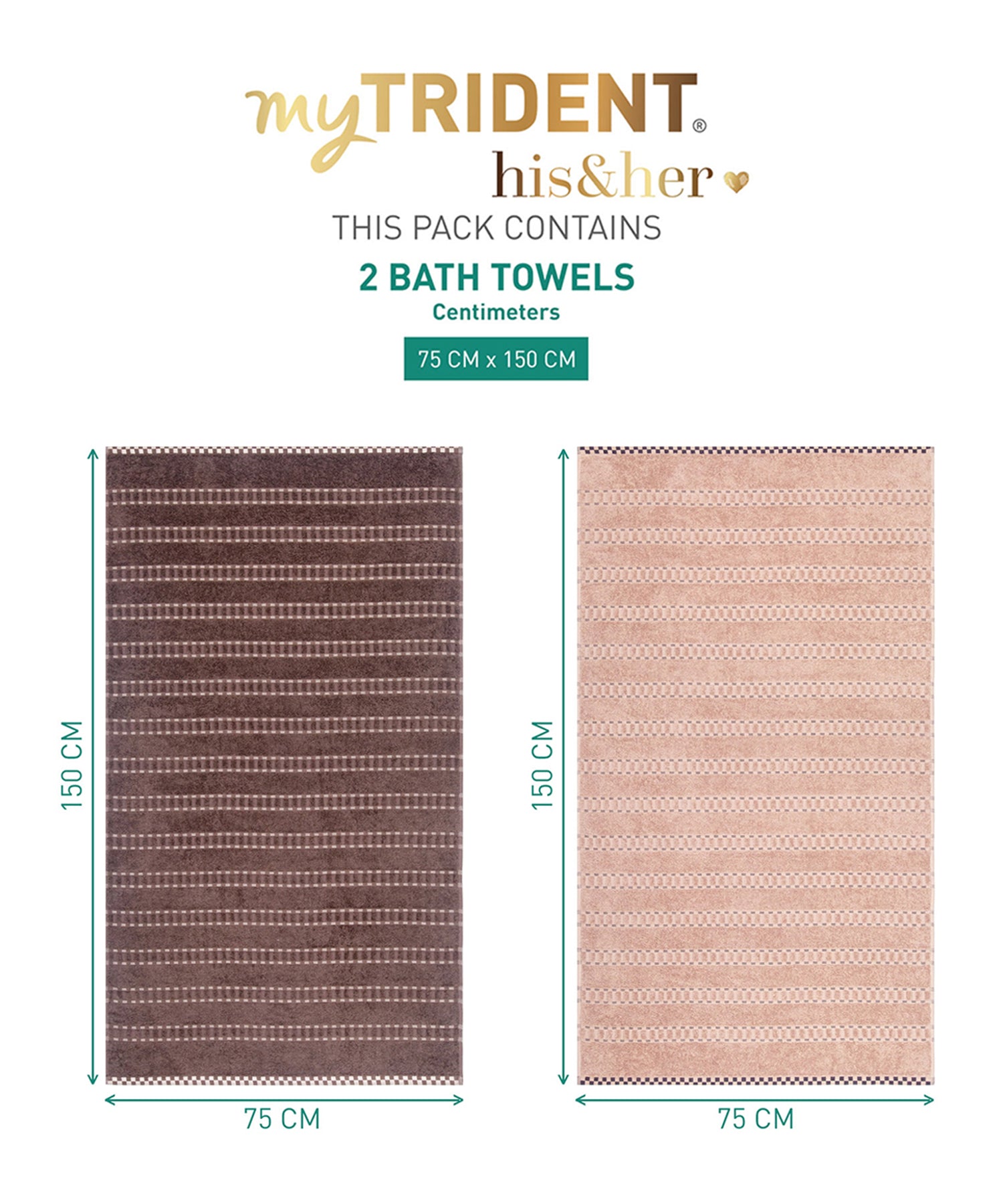 His & Her 2 PC Towel Set, 100% Cotton, 500 GSM, Durable, Super Soft, Jim & Jam