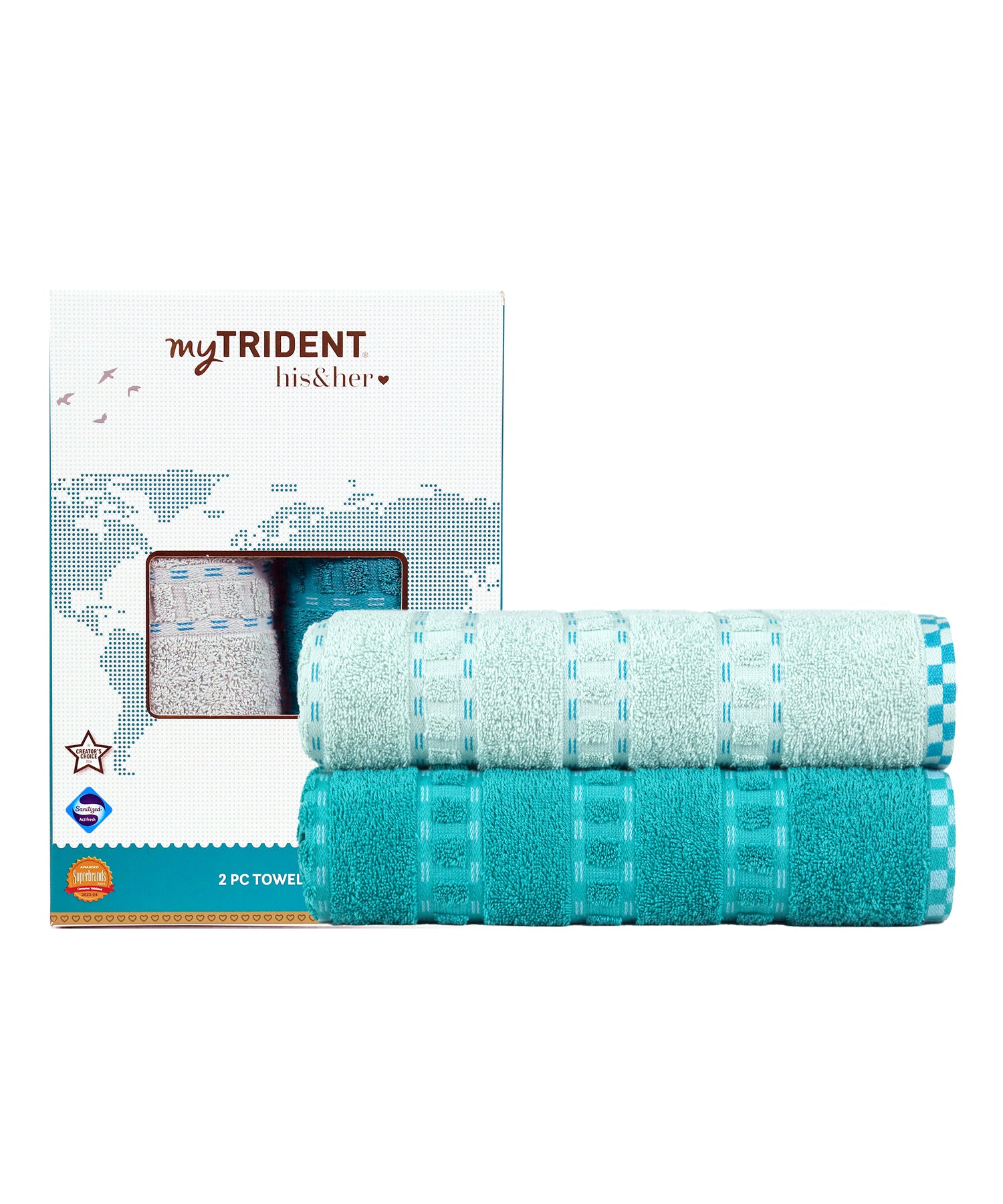 His & Her 2 PC Towel Set, 100% Cotton, 500 GSM, Durable, Super Soft, Bow & Arrow