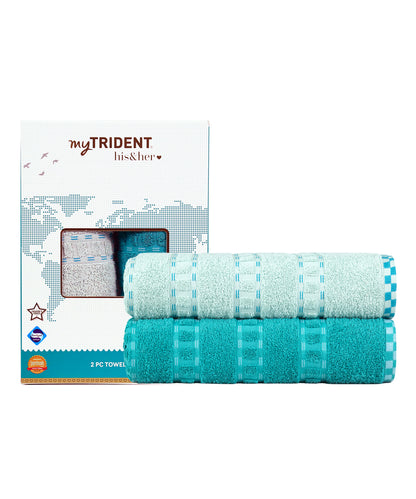 His & Her 2 PC Towel Set, 100% Cotton, 500 GSM, Durable, Super Soft, Bow & Arrow
