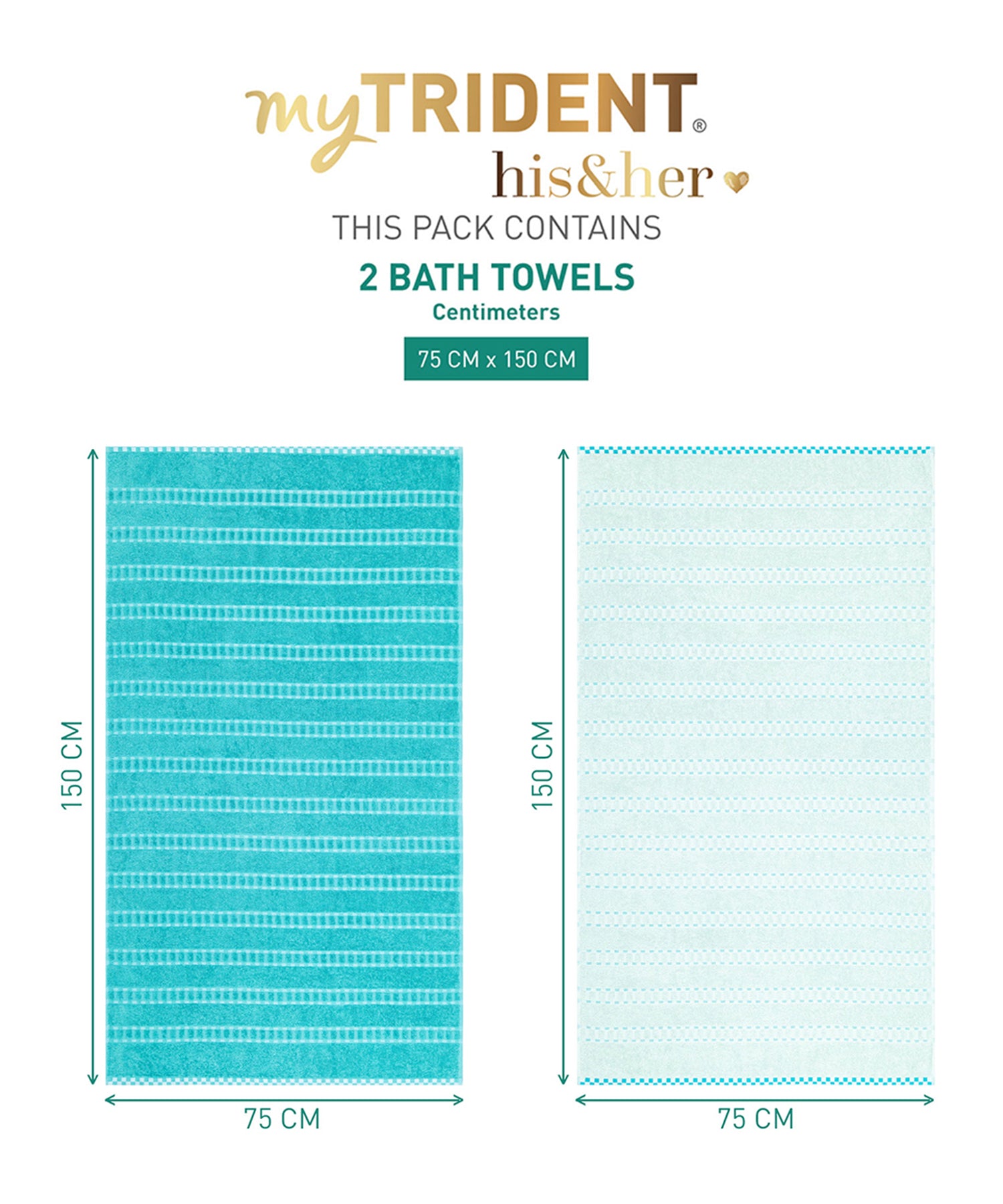 His & Her 2 PC Towel Set, 100% Cotton, 500 GSM, Durable, Super Soft, Bow & Arrow