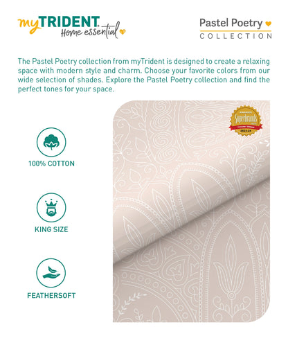 Home Essential Pastel Poetry King Bedsheet 144 Tc, 100% Cotton, Adelia Rose