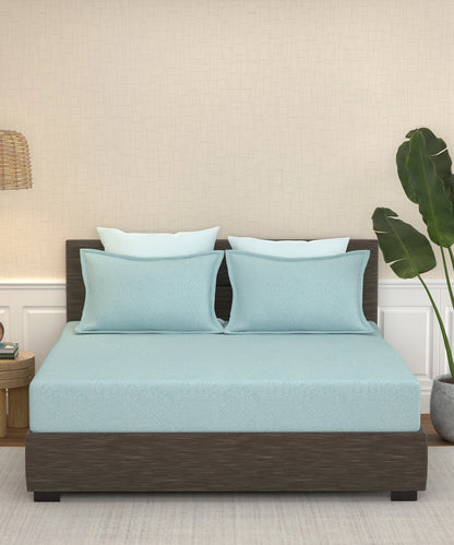 Home Essential Pastel Poetry King Bedsheet 144 Tc, 100% Cotton, Adelia Blueberry