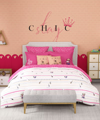 Juniors Double Bedsheet, Slumber Party| 144TC Cotton|2 Pillow Covers & 2 Cushion Covers