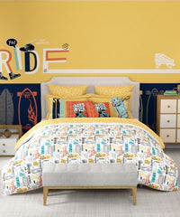 Juniors Double Bedsheet, Streetstyle Skate| 144TC Cotton|2 Pillow Covers & 2 Cushion Covers