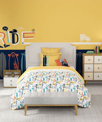 Juniors Single Bedsheet Set, Streetstyle Skate|144 TC Cotton|1 Pillow Cover
