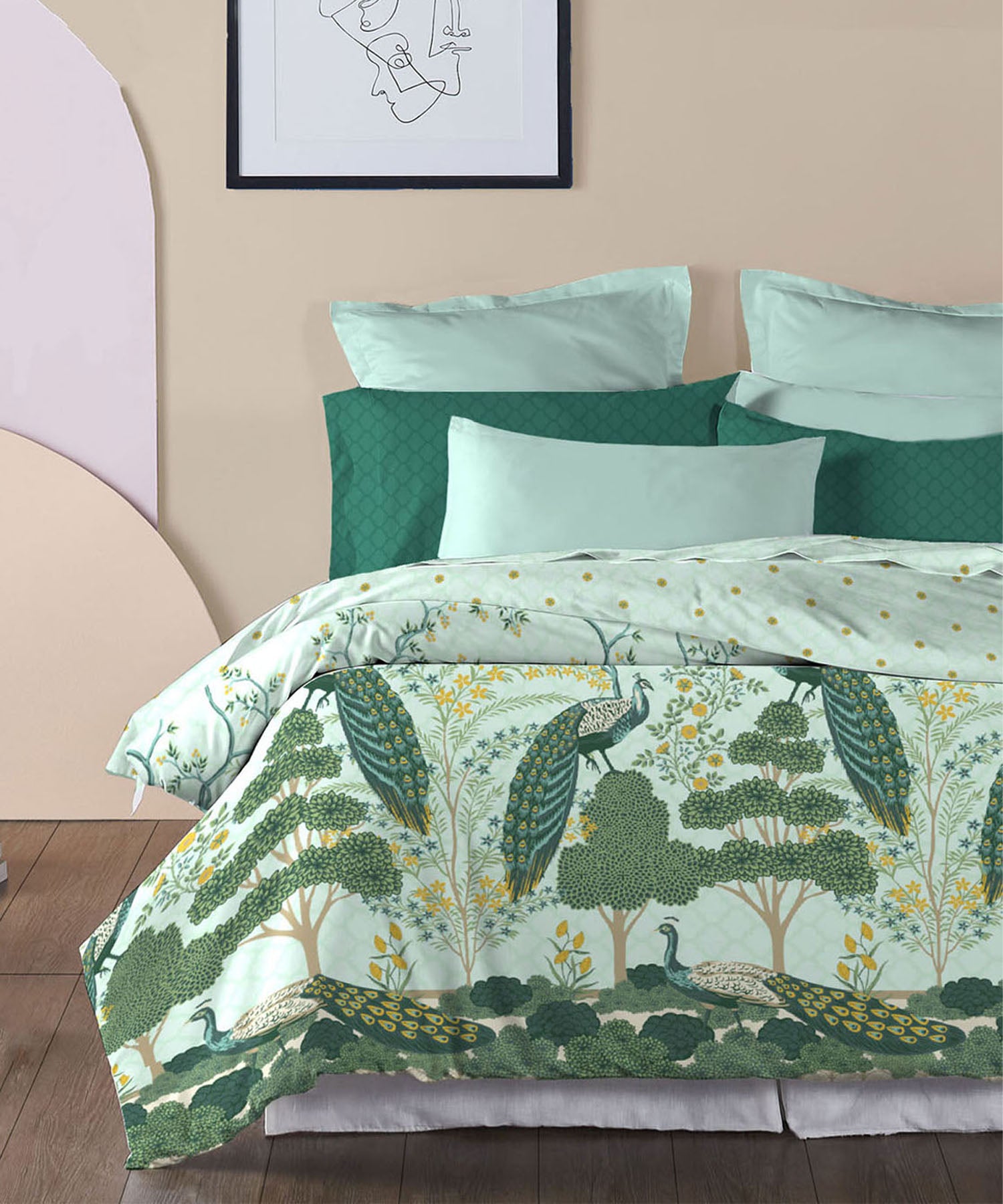 Classic Folklores King Bedsheet Gift Set,210 TC, 100% Cotton, Bird Of The Gods